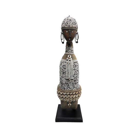 Beaded Namji Doll 111 Speckled Black & White-0