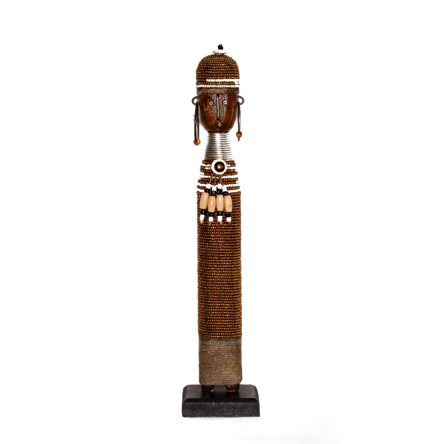 Beaded Namji Doll 129 Gold and White-2
