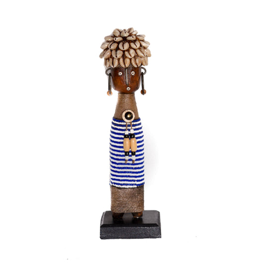 Beaded Namji Doll 27 Blue and White-0