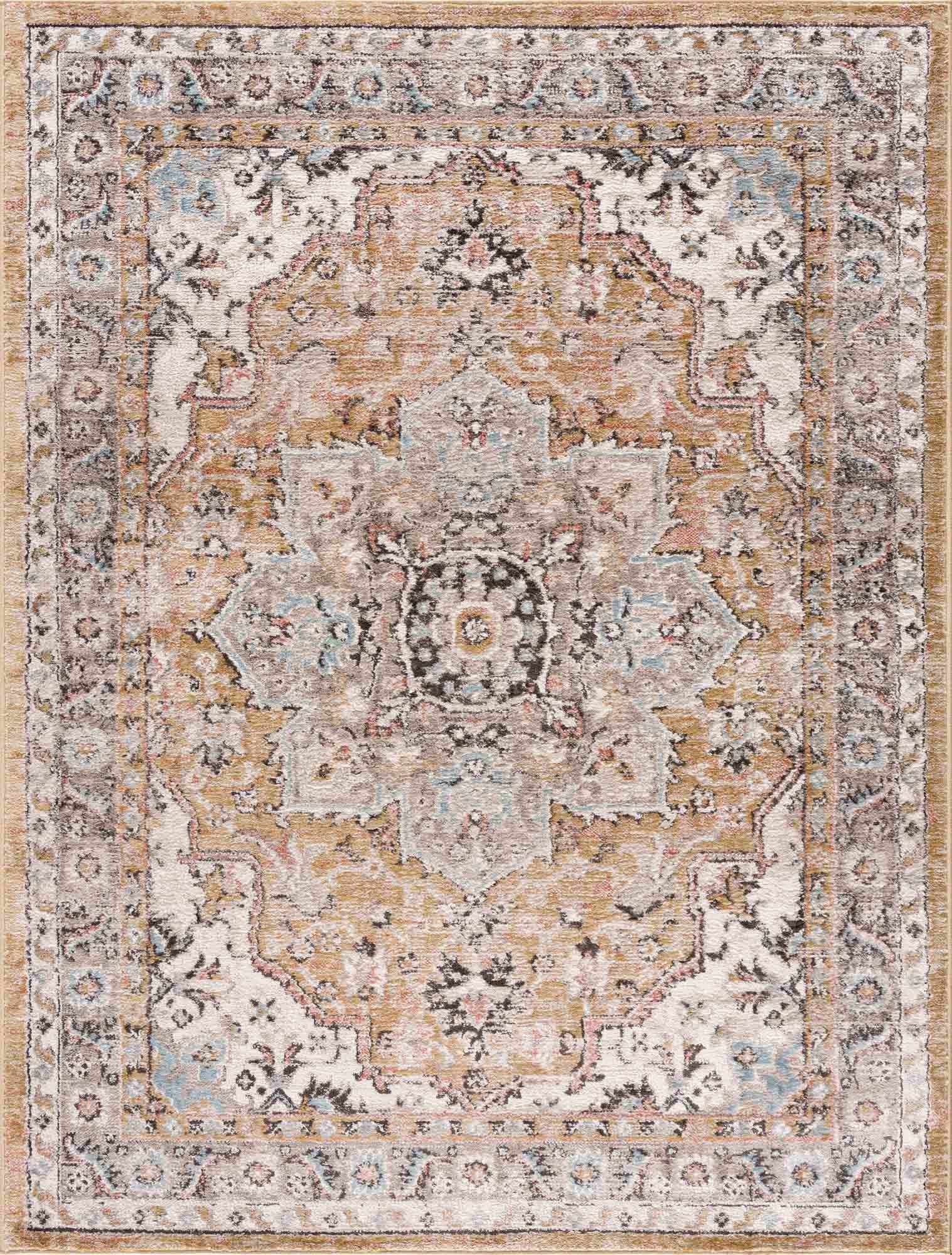 Albie Gold & Beige Area Rug-1