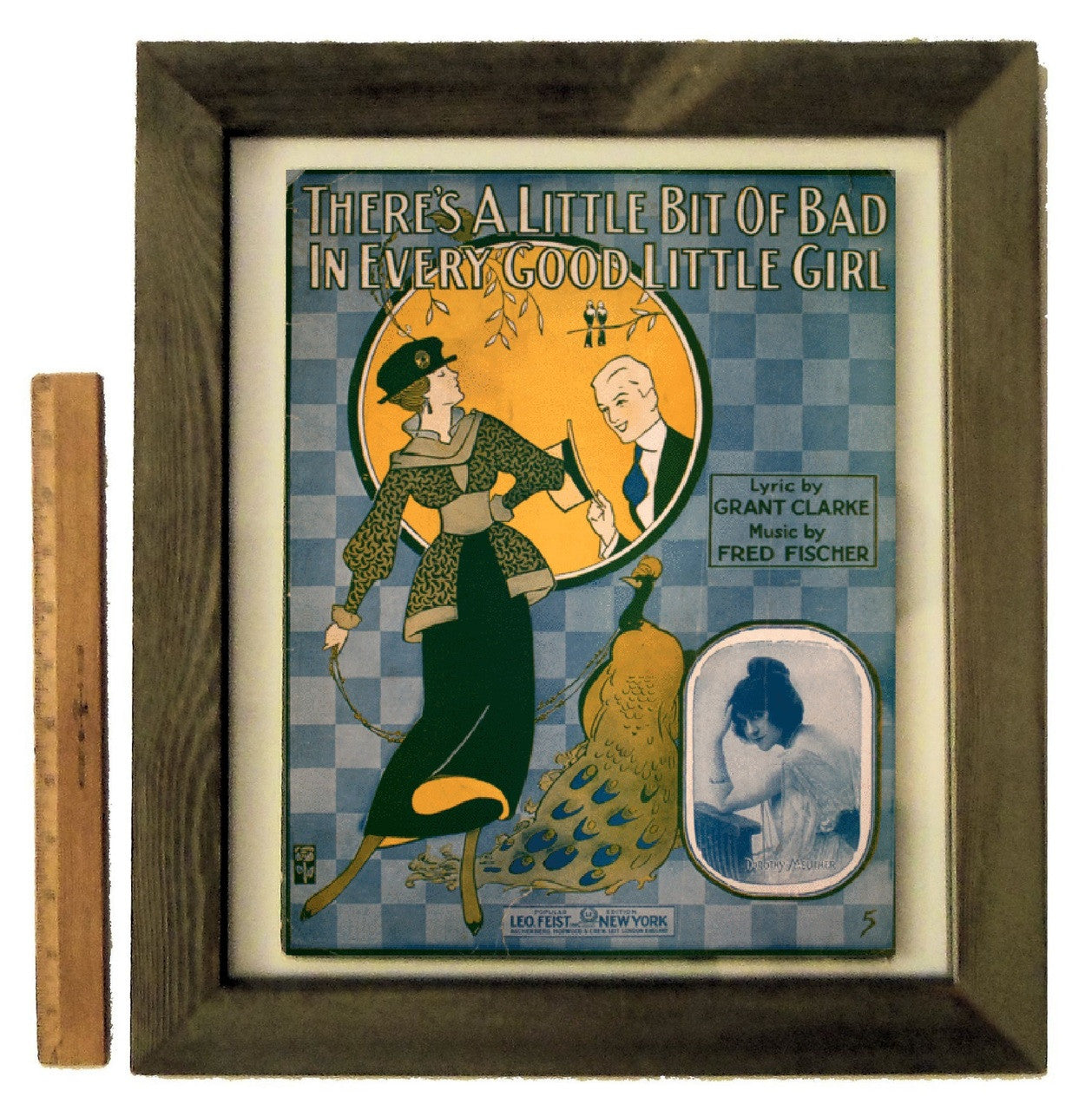 "There's a Little Bit of Bad in Every Good Little Girl" by Fred Fischer, framed vintage sheet music-0