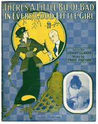 "There's a Little Bit of Bad in Every Good Little Girl" by Fred Fischer, framed vintage sheet music-2