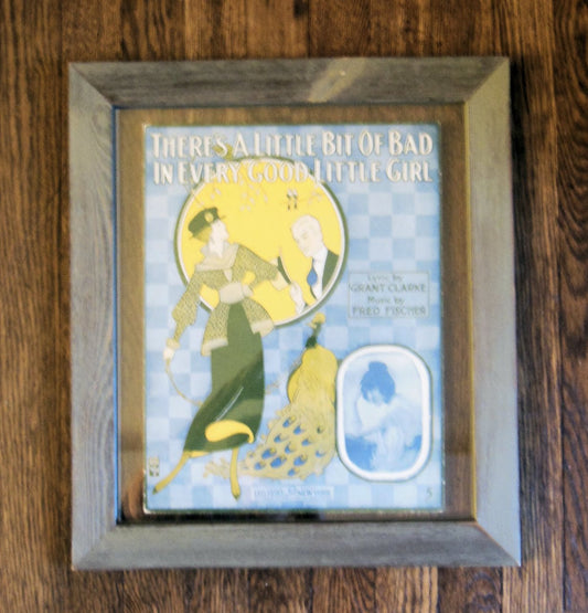 "There's a Little Bit of Bad in Every Good Little Girl" by Fred Fischer, framed vintage sheet music-1
