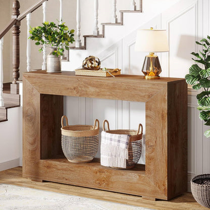 Modern Farmhouse 47-inch Long Entryway or Sofa Table in Brown Wood Finish-3