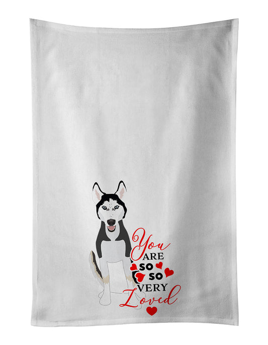 Siberian Husky Black and White #3 so Loved Kitchen Towel Set of 2-0