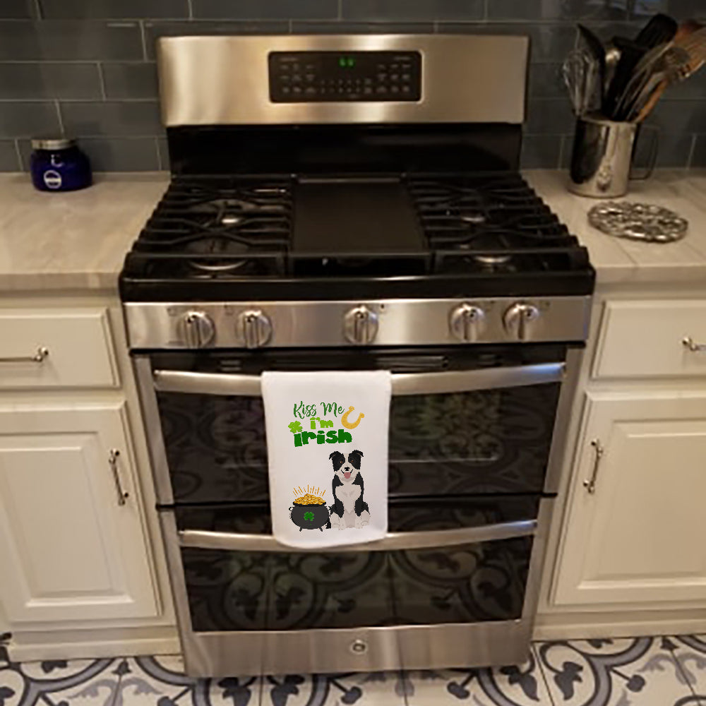 Black and White Border Collie St. Patrick's Day Kitchen Towel Set of 2-2