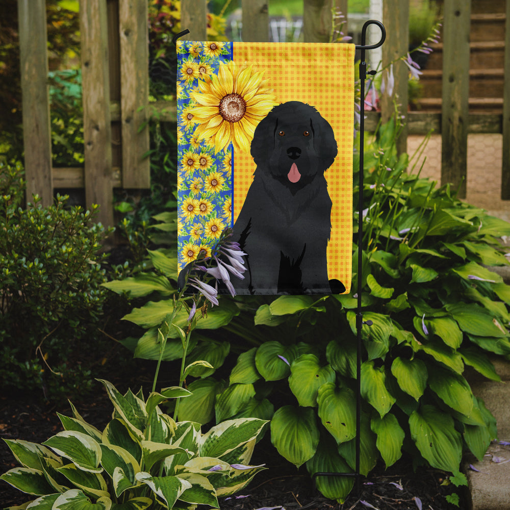 Summer Sunflowers Black Newfoundland Garden Flag-1