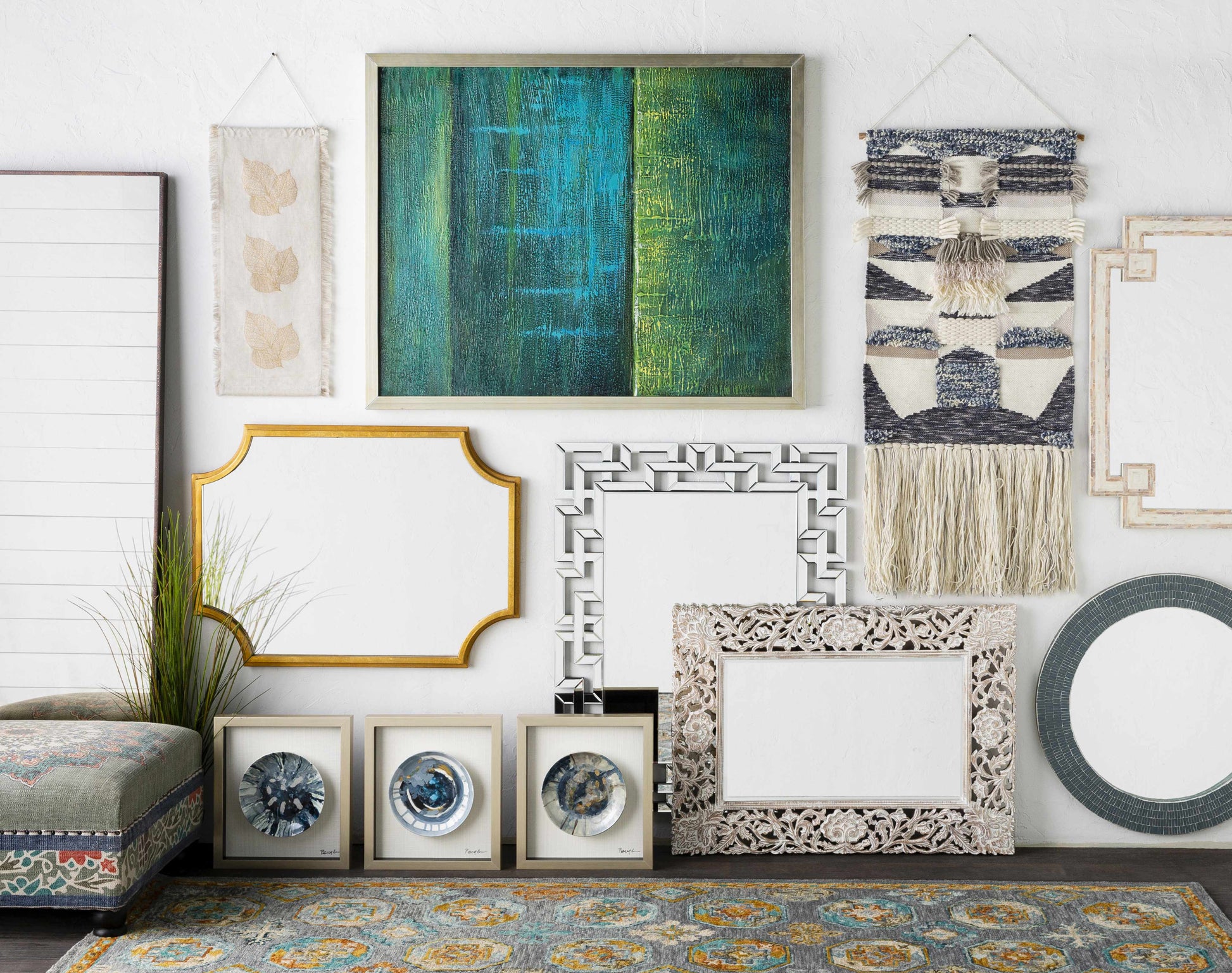 Chalfant Mango Wood Bohemian Ottoman Pouf-2