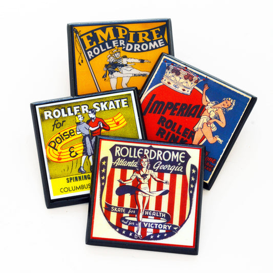 Vintage Roller Skating Rink Drink Coaster Set - Let's Roll-0