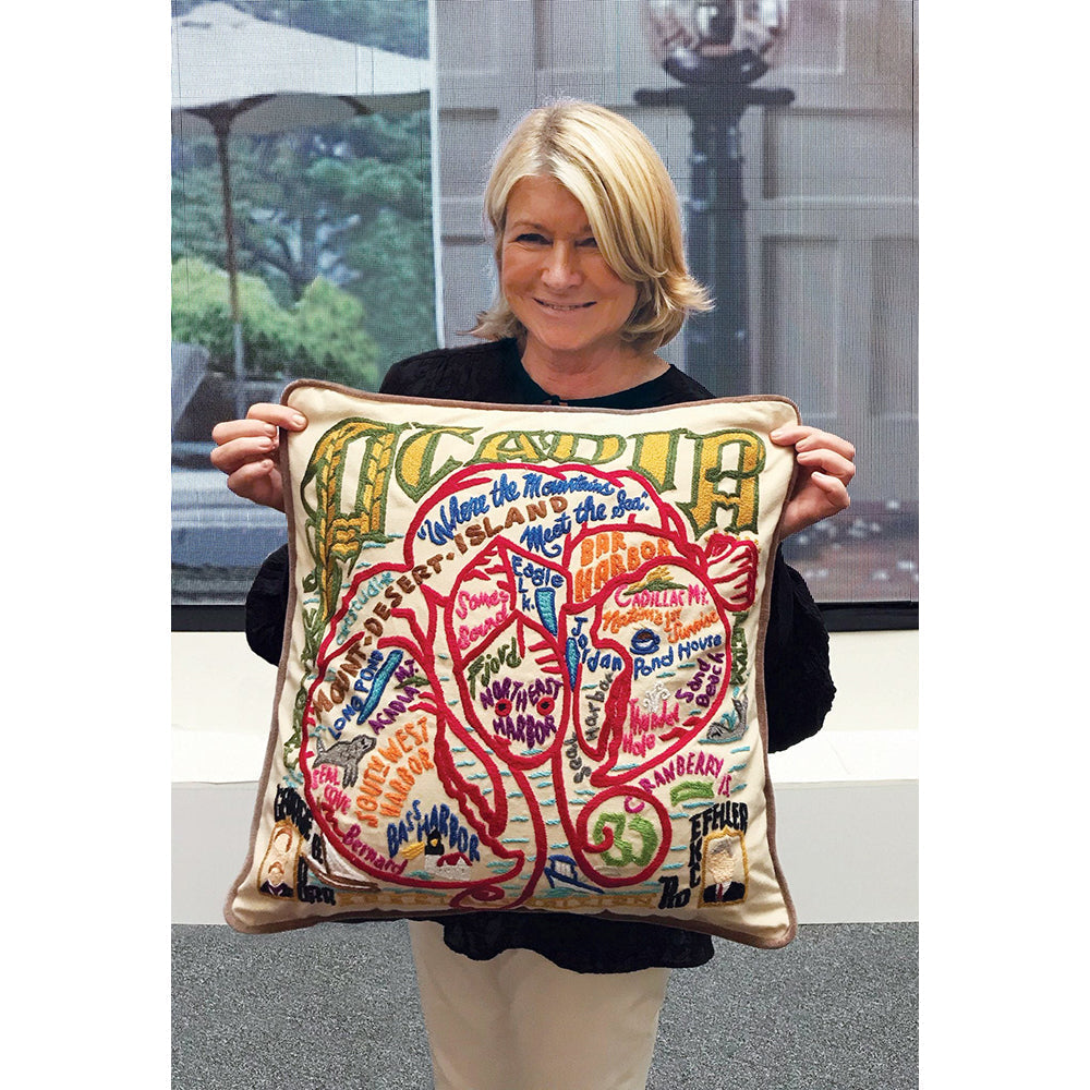 Acadia National Park Hand-Embroidered Pillow-3