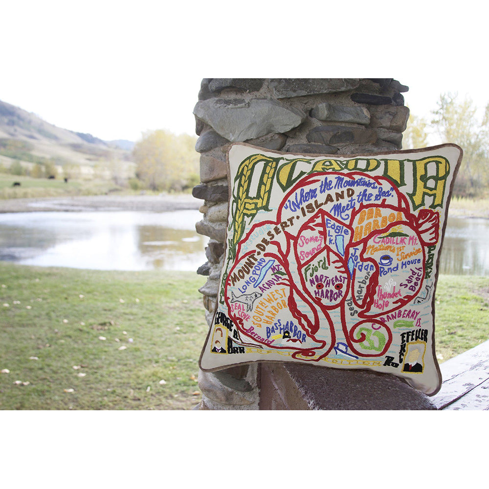 Acadia National Park Hand-Embroidered Pillow-4