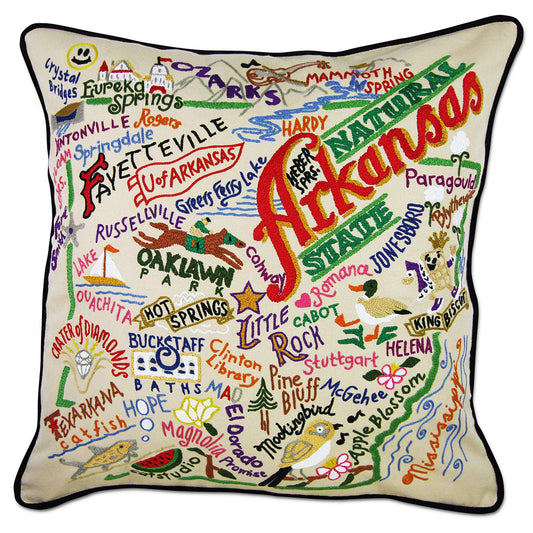 Arkansas Hand-Embroidered Pillow-0