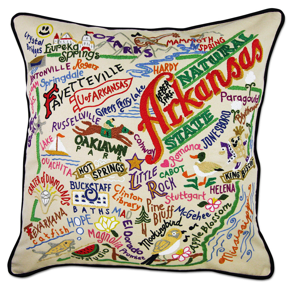 Arkansas Hand-Embroidered Pillow-0