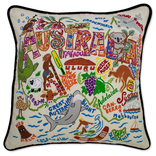 Australia Hand-Embroidered Pillow-0