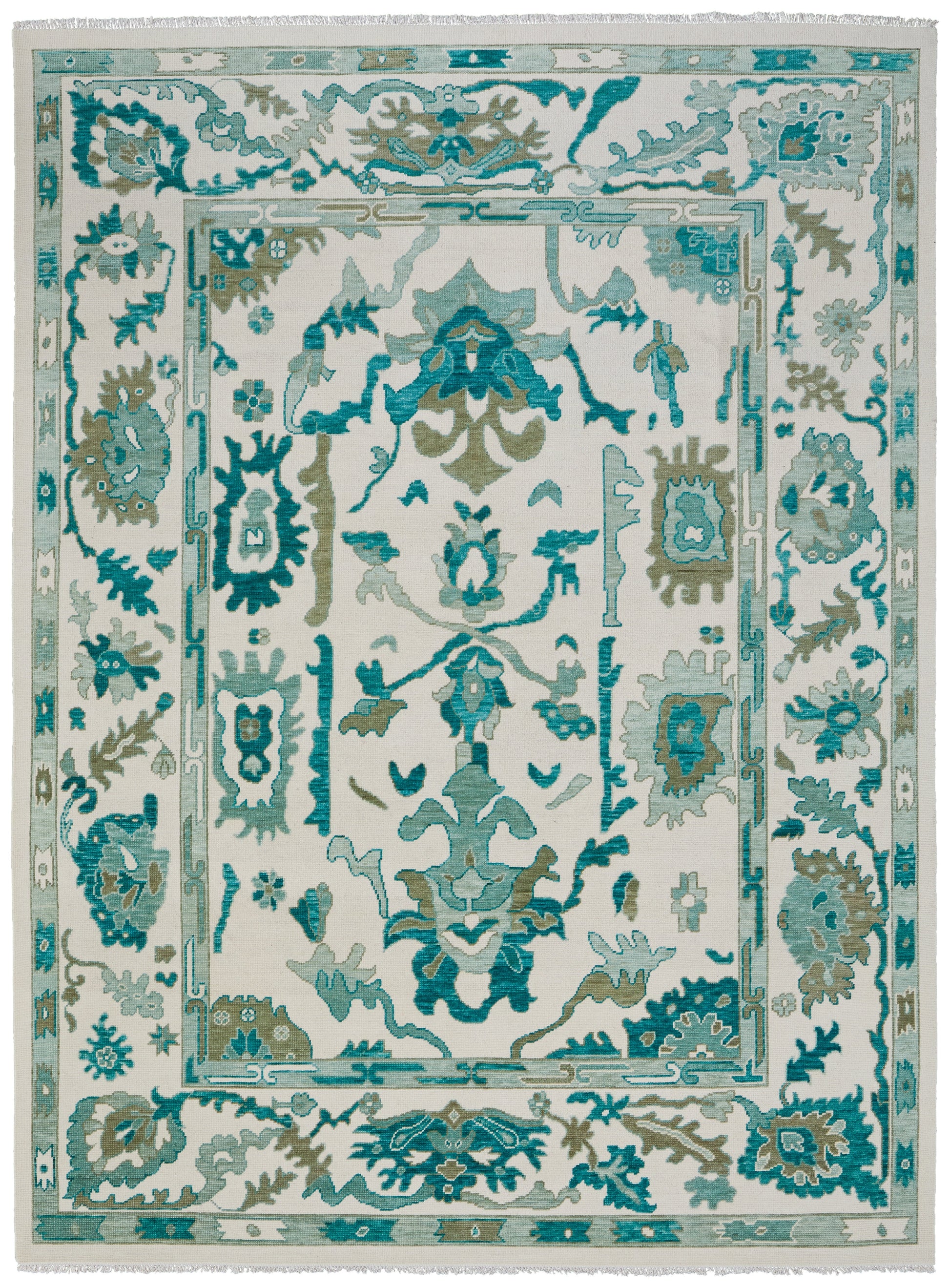 Karina Transitional Floral & Botanical - Green/Ivory Area Rug-0