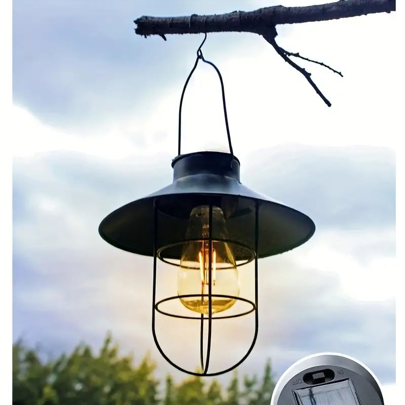 NNETM Black Vintage Solar-Powered Art Courtyard Chandelier - Outdoor Garden Decor-4