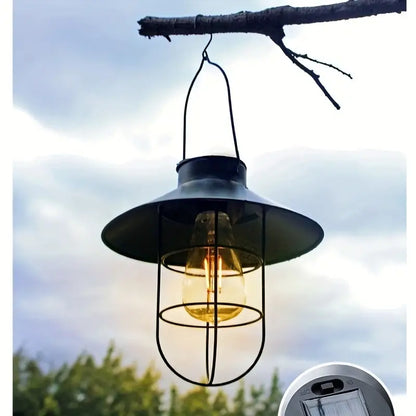 NNETM Black Vintage Solar-Powered Art Courtyard Chandelier - Outdoor Garden Decor-4