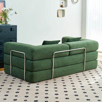Convertible Floor Sofa Bed Comfy Corduroy Design Green-1