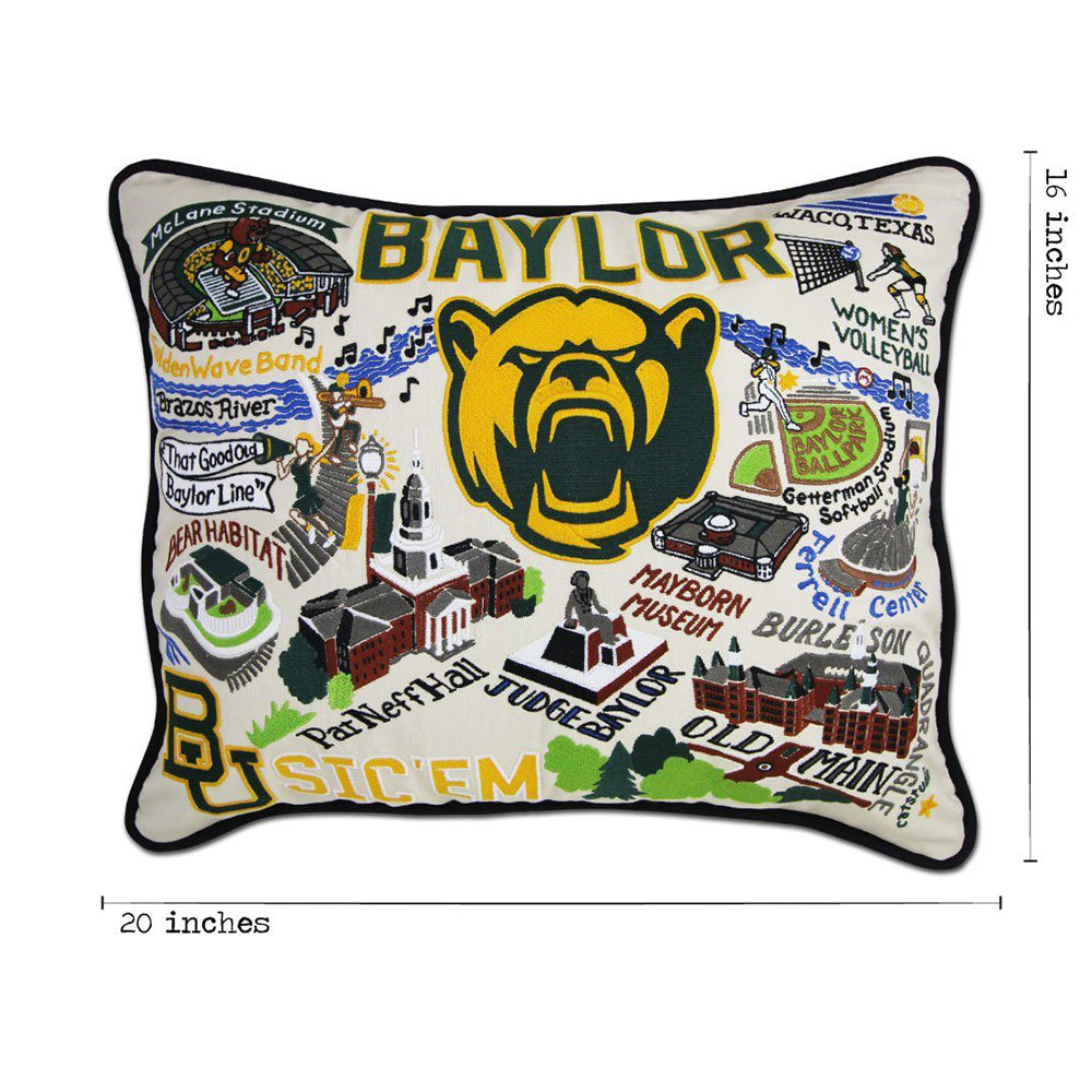 Baylor University Collegiate Embroidered Pillow by Cat Studio-4