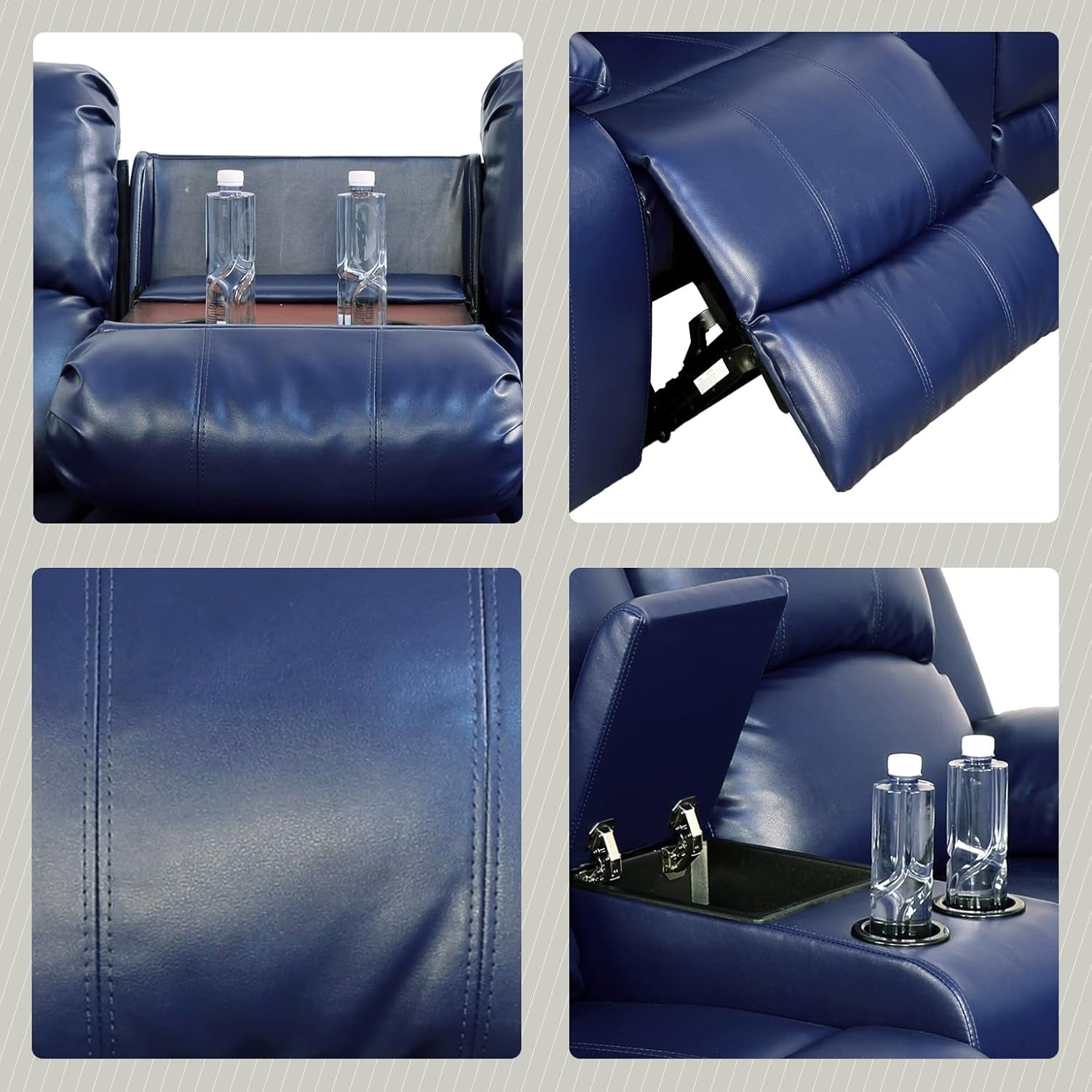 Alpine Living Room Recliner Set Include Love Seat, Sofa, 2-Piece,Navy Blue-4