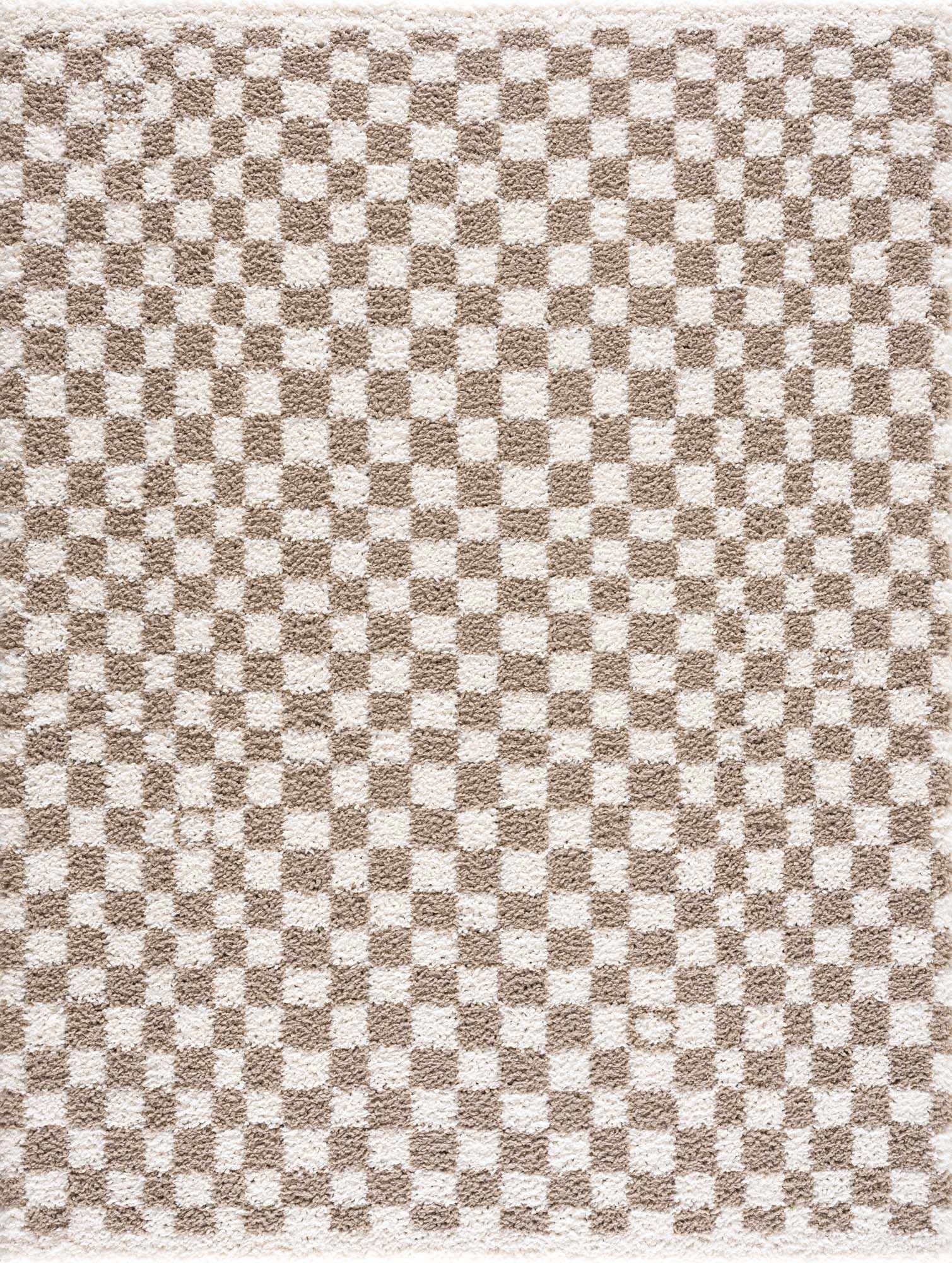 Kieu Light Gray & Taupe Checkered Area Rug-1