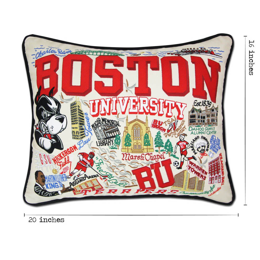 Boston University Collegiate Embroidered Pillow by CatStudio-4