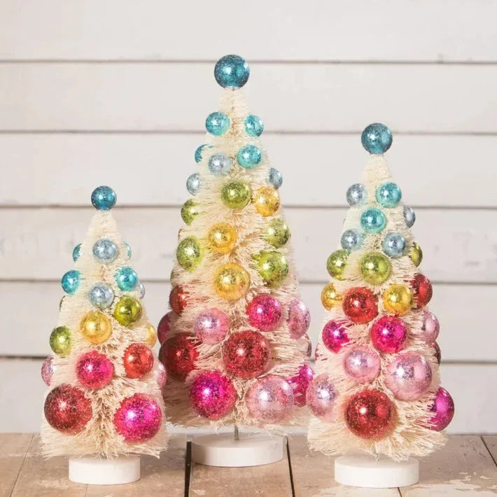 Bright Hues Polka Dot Bottle Brush Trees Set/3 by Bethany Lowe Designs-1