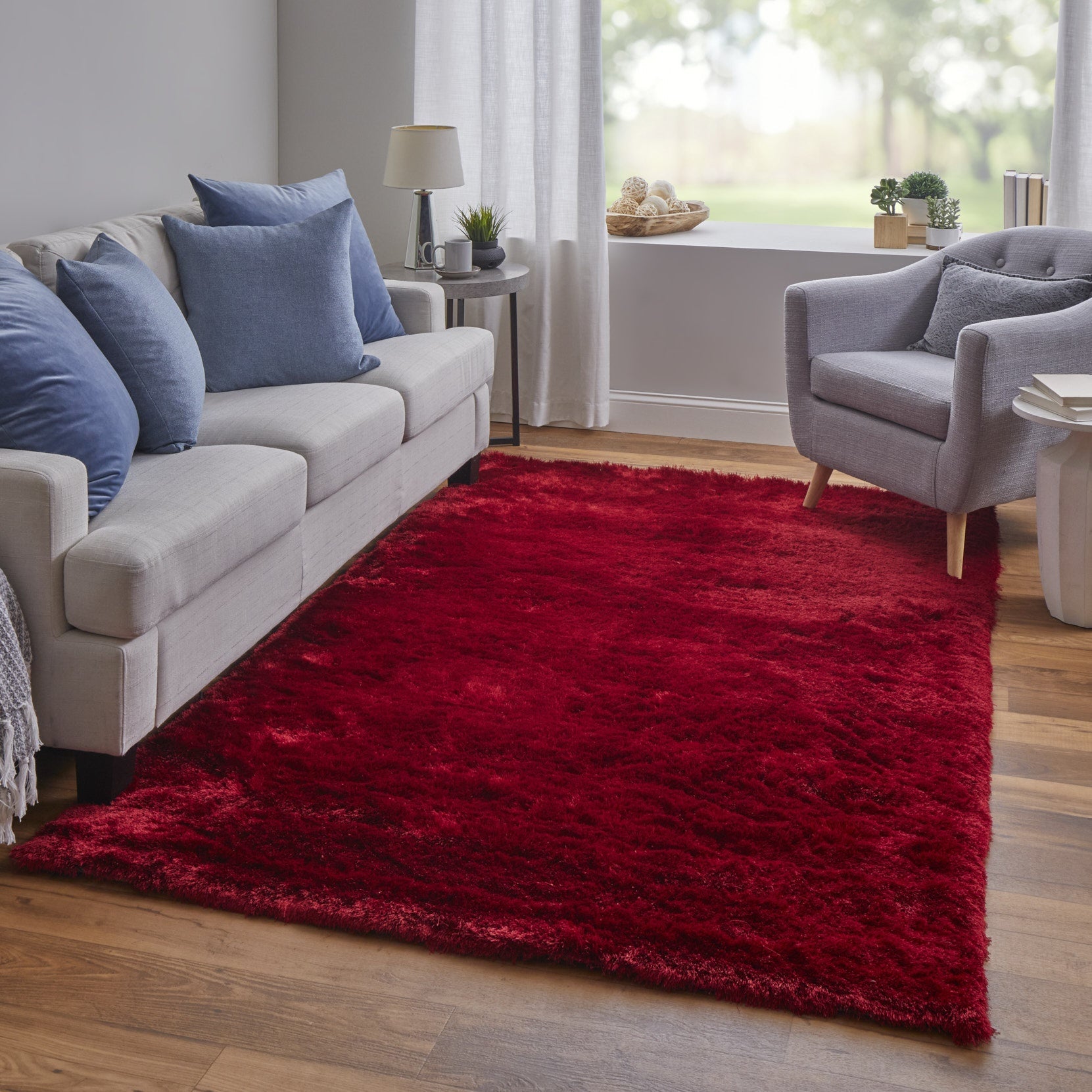 Indochine Modern Solid - Red/Purple Area Rug-2