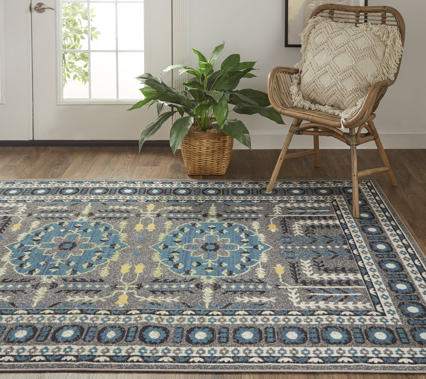 Foster Transitional Medallion - Gray/Blue/Green - Clearance-3