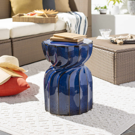 Cabugao Blue Ceramic Stool Table-0