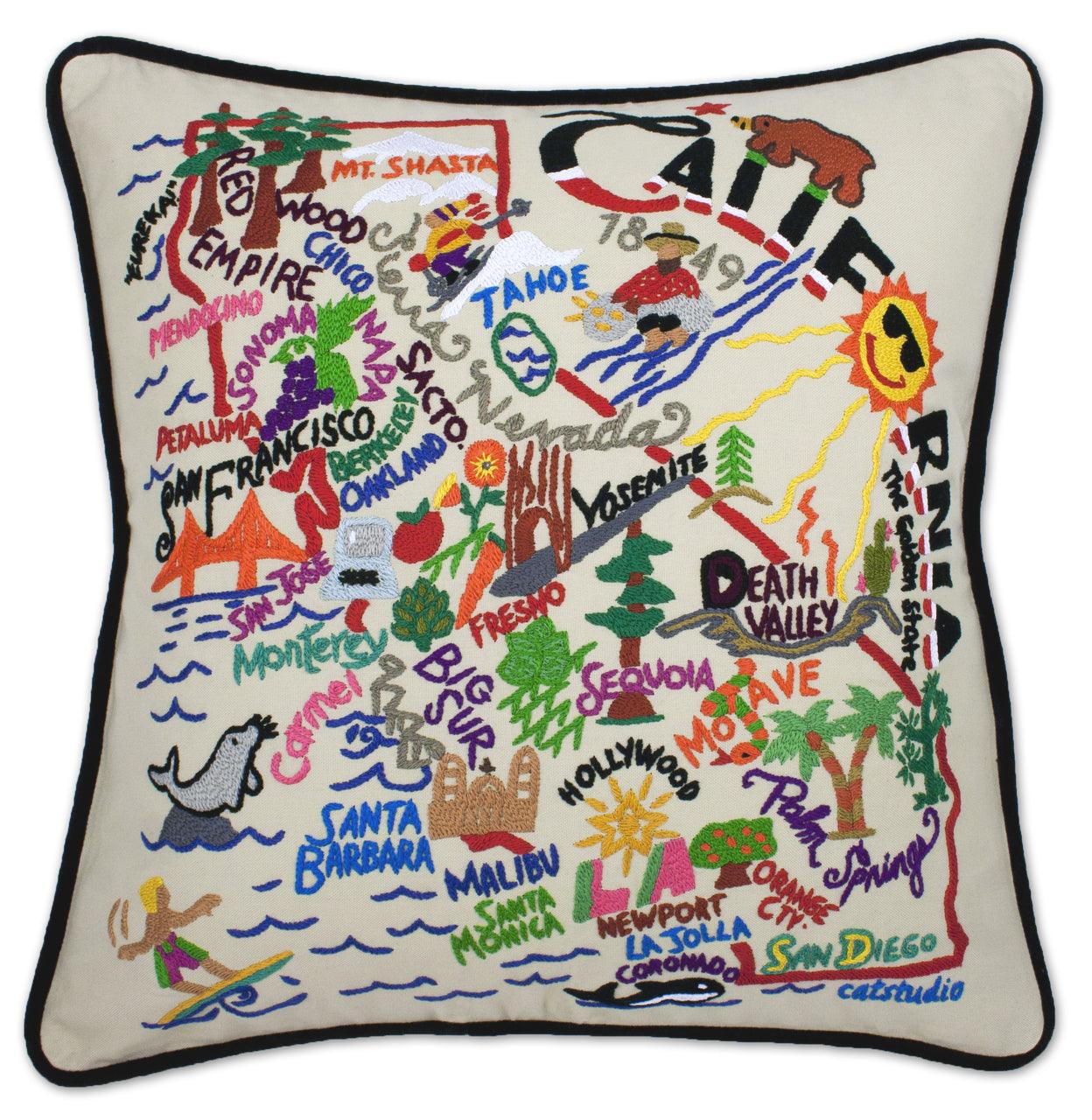 California Hand-Embroidered Pillow-0
