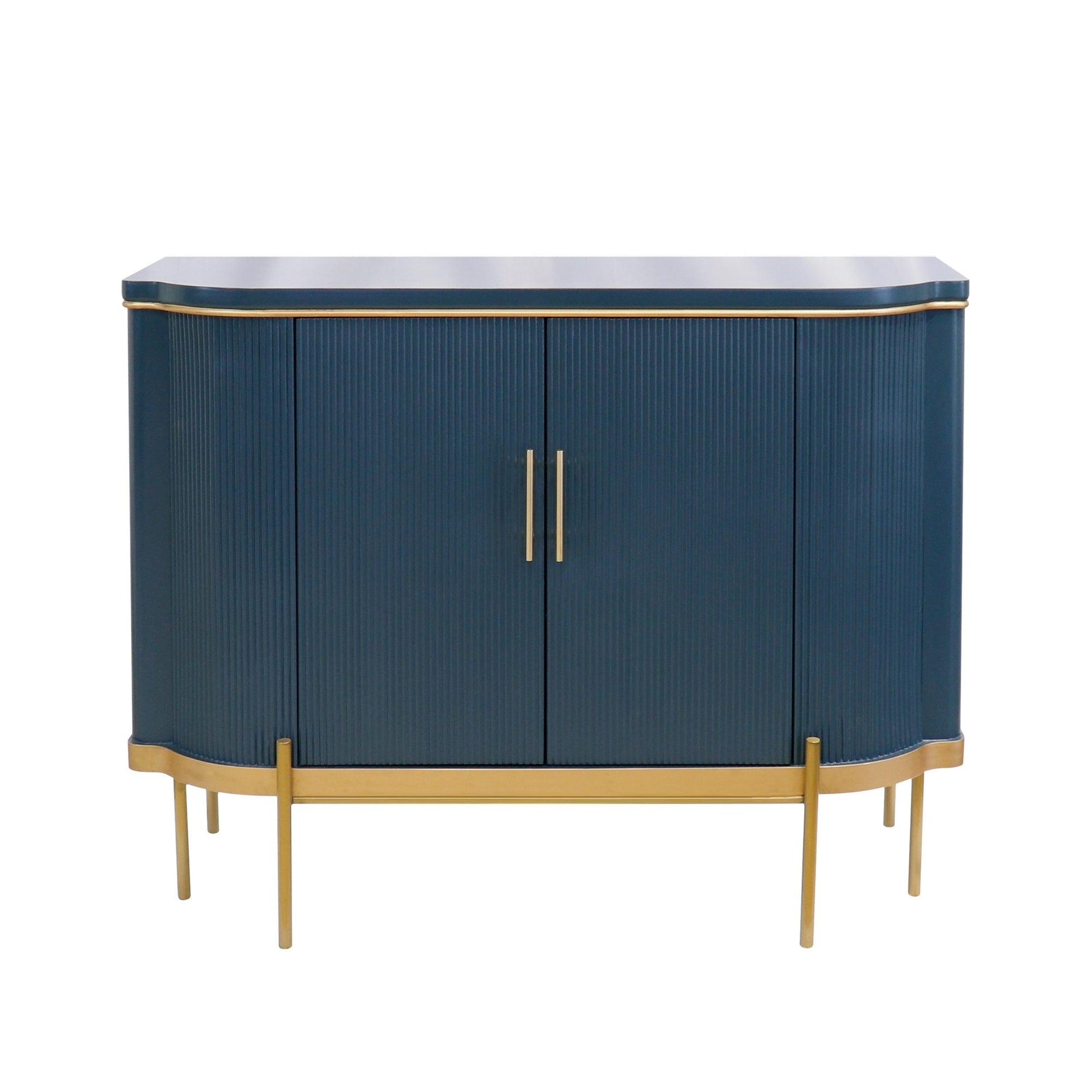 Canvello Amelia Teal Cabinet, 2 Doors & Gold Polished Metal Frame - Cabinets for Living Room, Home Office, Bedroom-0