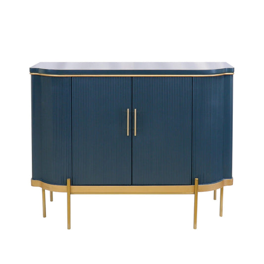 Canvello Amelia Teal Cabinet, 2 Doors & Gold Polished Metal Frame - Cabinets for Living Room, Home Office, Bedroom-0