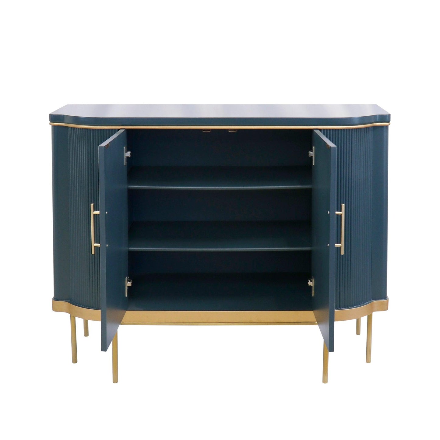 Canvello Amelia Teal Cabinet, 2 Doors & Gold Polished Metal Frame - Cabinets for Living Room, Home Office, Bedroom-3
