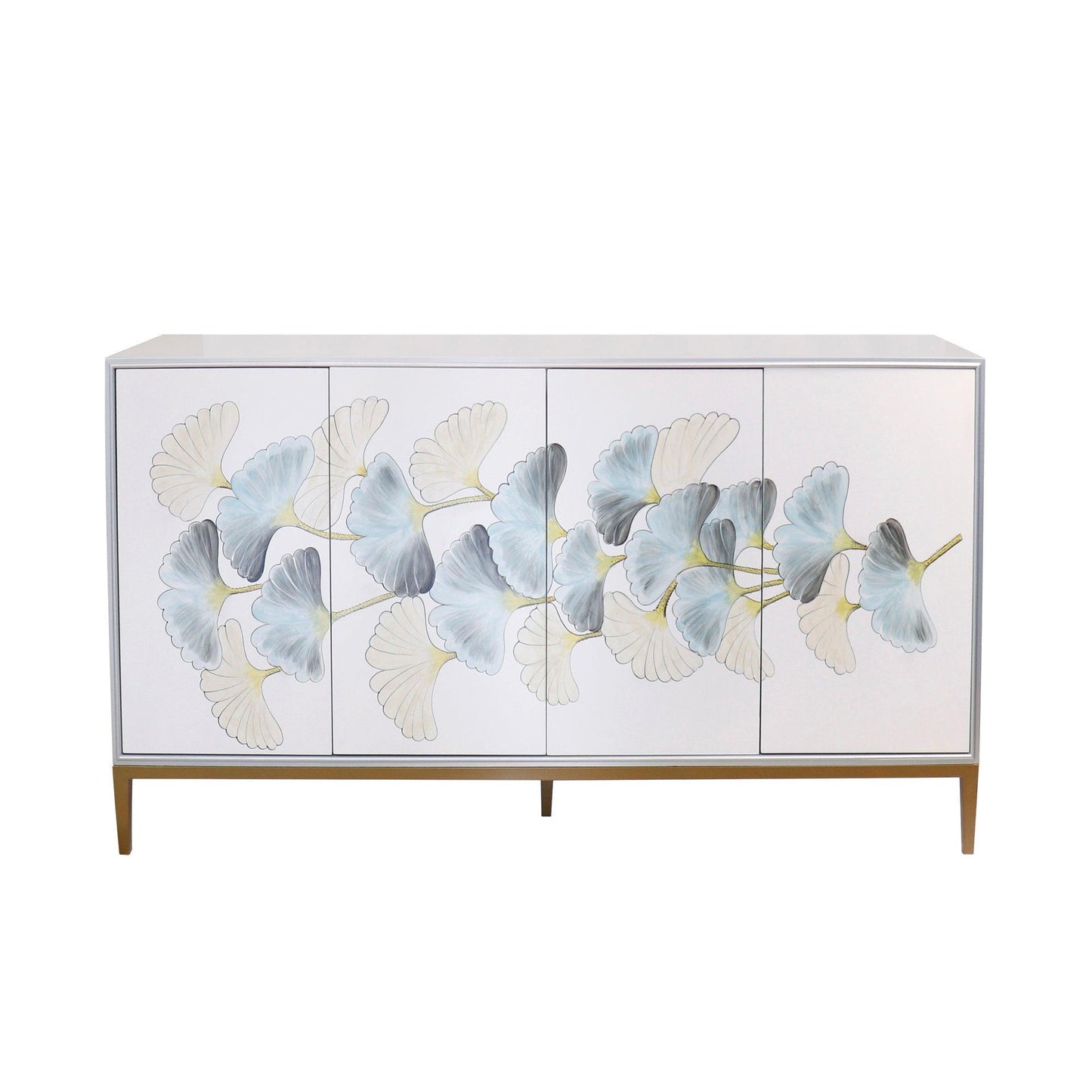 Canvello Annabelle Sideboard with 4 Floral Doors, 2 Drawers & Bronze Metal Frame-0