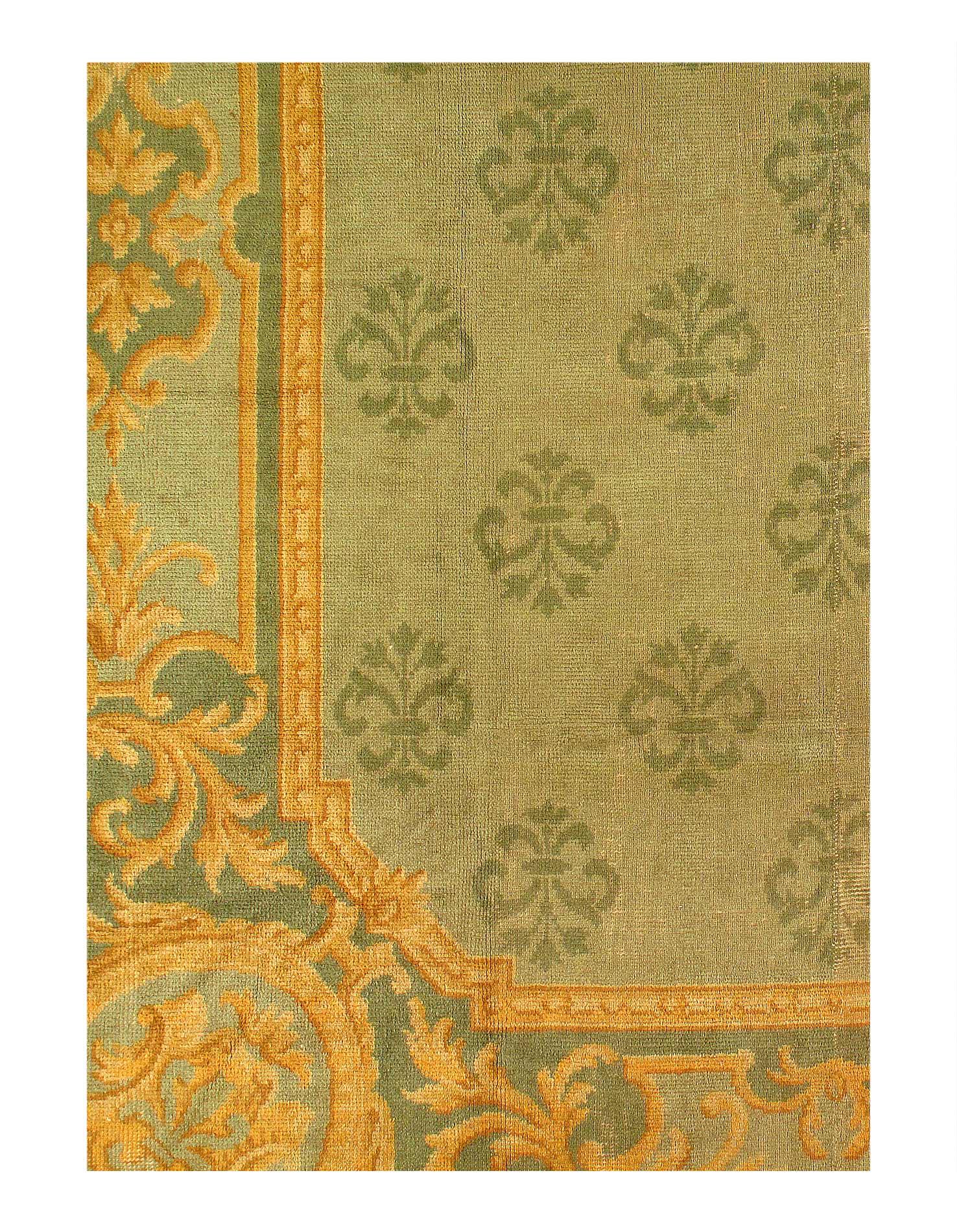 Canvello Antique Cica 1880 Donegal Green Handmade Spain Rug - 10'9'' X 16'5''-1