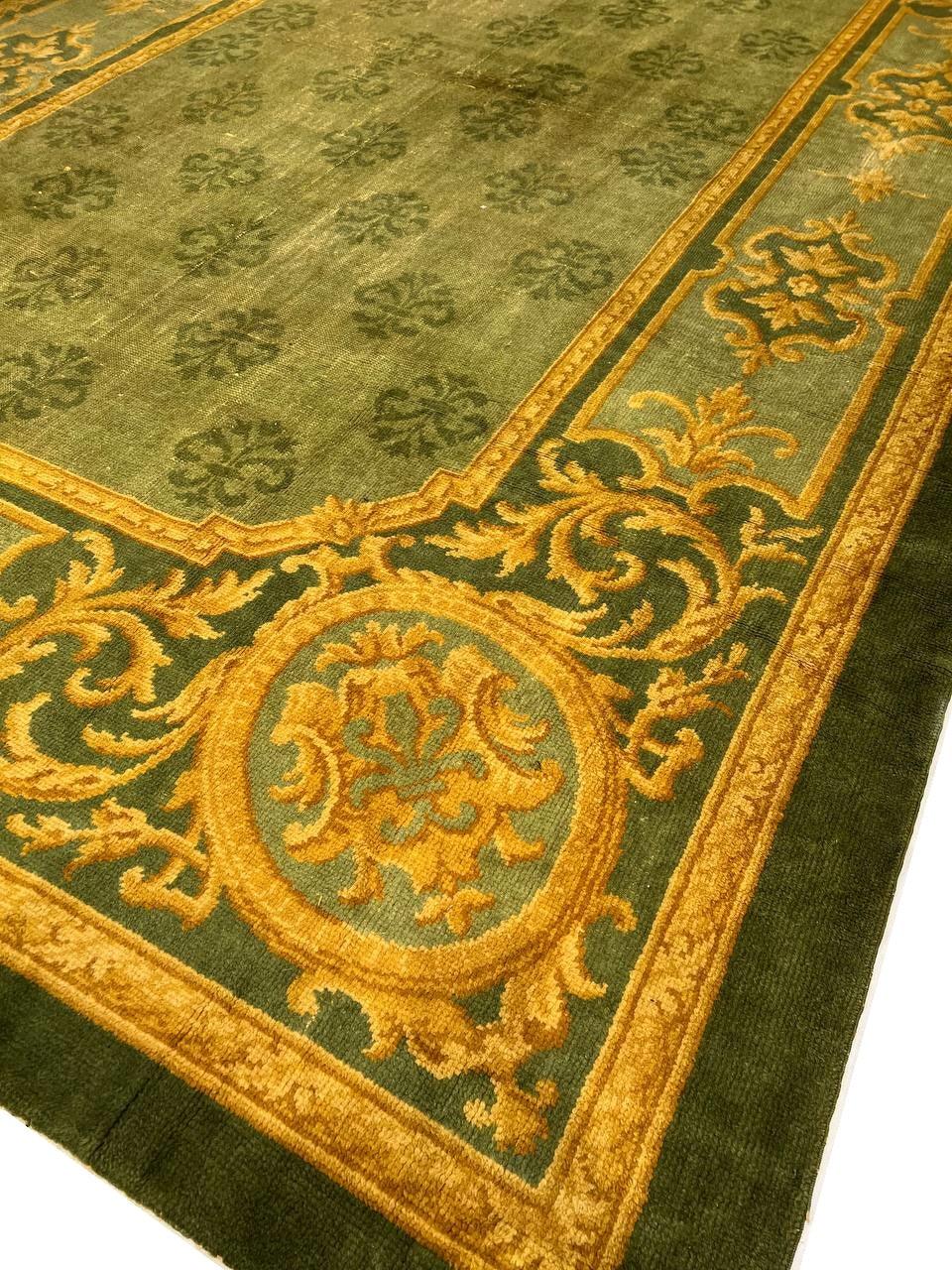 Canvello Antique Cica 1880 Donegal Green Handmade Spain Rug - 10'9'' X 16'5''-3
