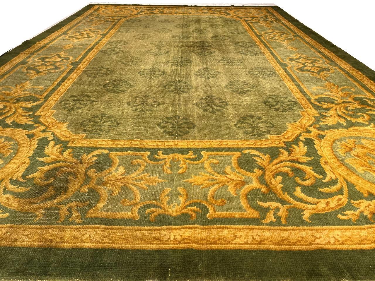 Canvello Antique Cica 1880 Donegal Green Handmade Spain Rug - 10'9'' X 16'5''-4