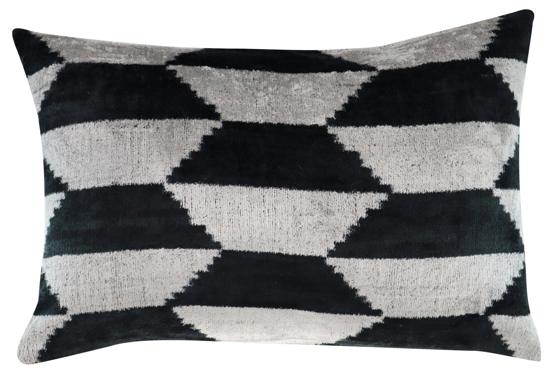 Canvello Black White Handmade 16x24 Silk Velvet Pillow, Organic Veg Dyed, Down/Feather Filled-0