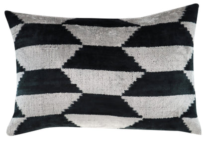 Canvello Black White Handmade 16x24 Silk Velvet Pillow, Organic Veg Dyed, Down/Feather Filled-0