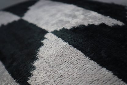 Canvello Black White Handmade 16x24 Silk Velvet Pillow, Organic Veg Dyed, Down/Feather Filled-4