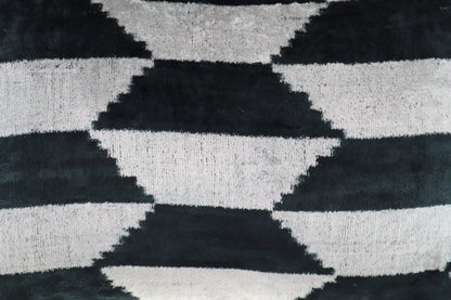 Canvello Black White Handmade 16x24 Silk Velvet Pillow, Organic Veg Dyed, Down/Feather Filled-2