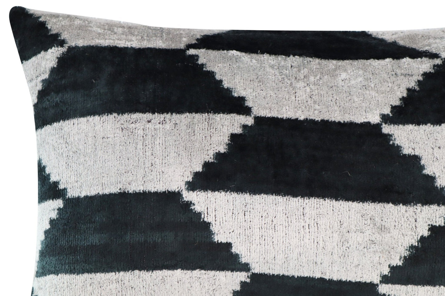 Canvello Black White Handmade 16x24 Silk Velvet Pillow, Organic Veg Dyed, Down/Feather Filled-3