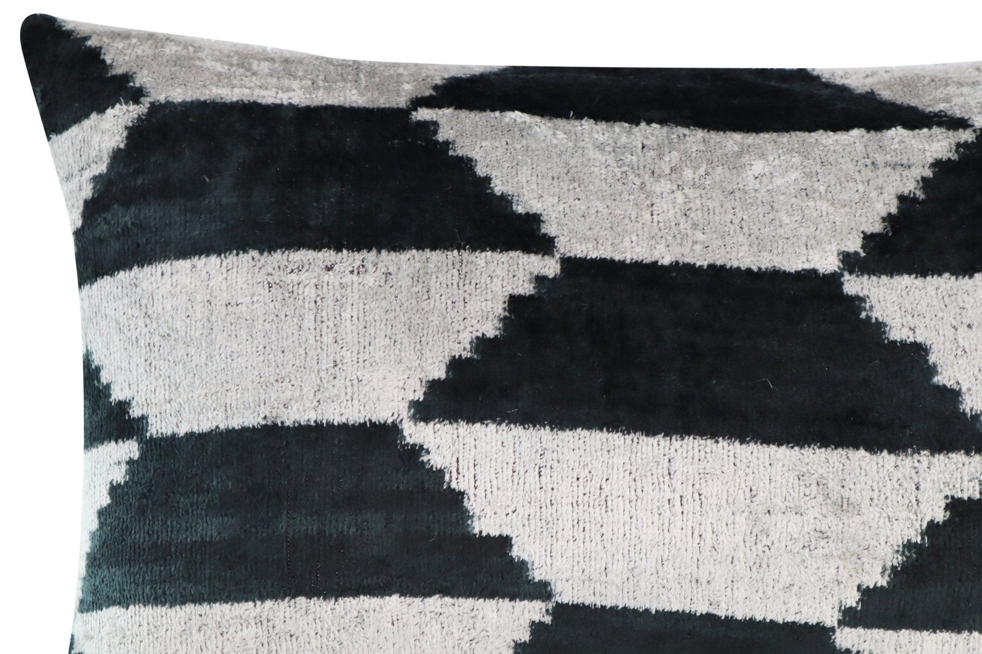 Canvello Black White Handmade 16x24 Silk Velvet Pillow, Organic Veg Dyed, Down/Feather Filled-3