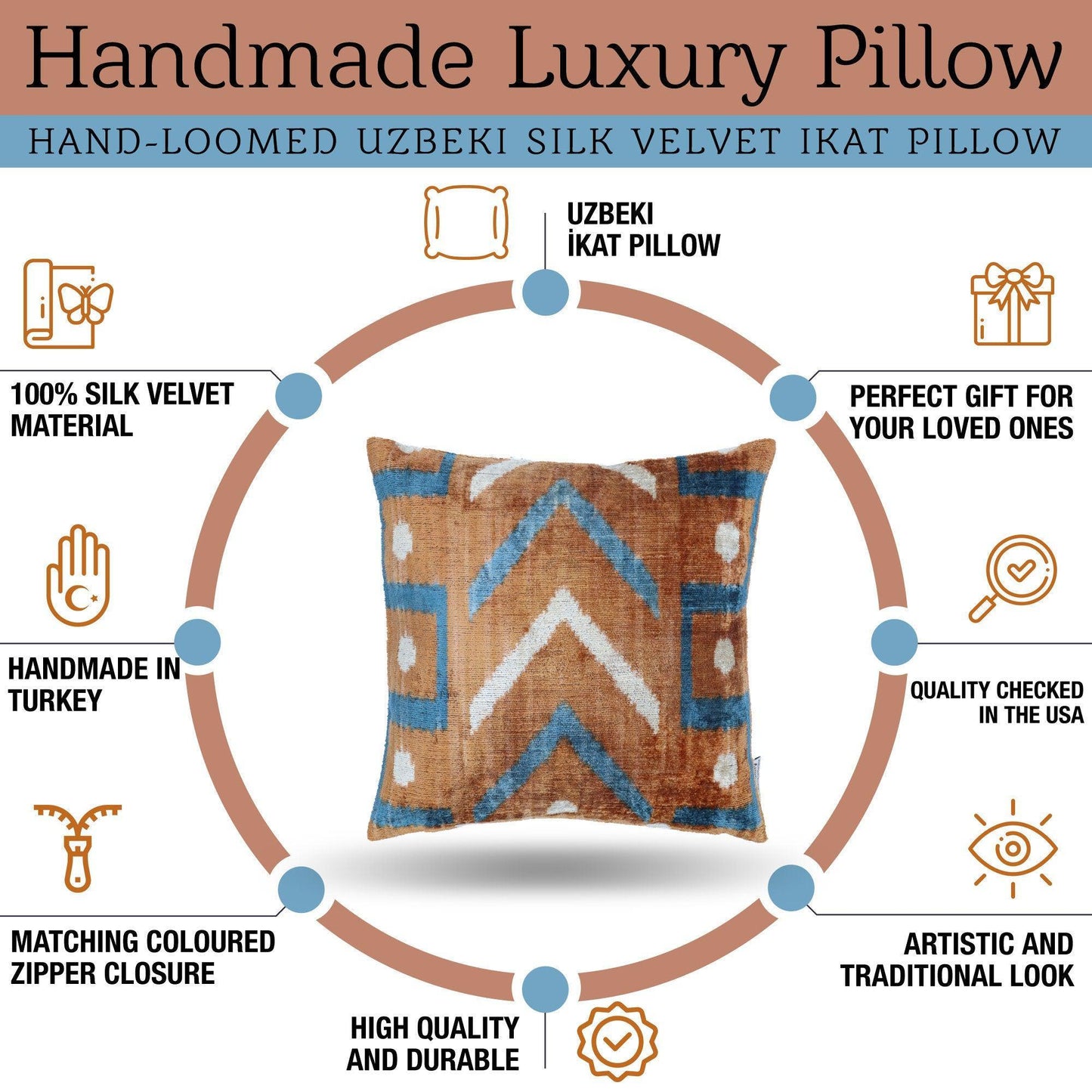 Canvello Blue And Brown Pillows For Living Room - 16x16 inch-3