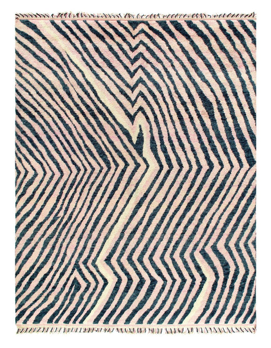 Canvello Blue Hand Knotted Moroccon Rug - 8' X 10'-0