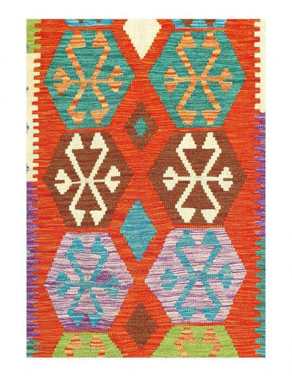 Canvello Caucasian Tribal Style Flat Weave kilim runner 2'7'' X 9'5''-2