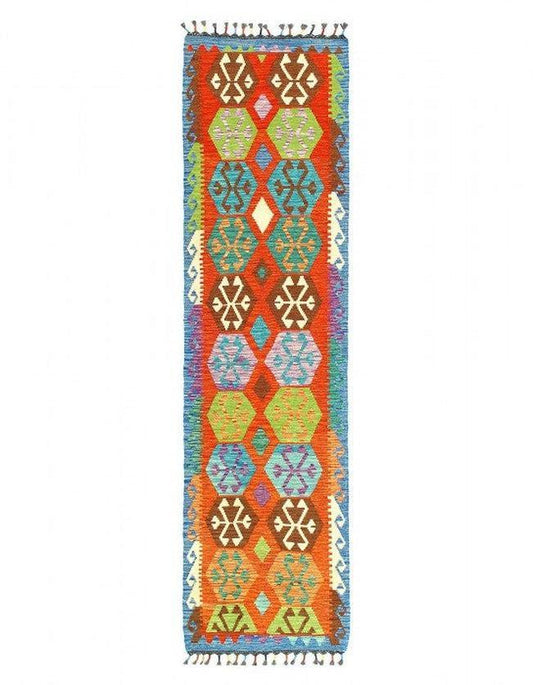 Canvello Caucasian Tribal Style Flat Weave kilim runner 2'7'' X 9'5''-0