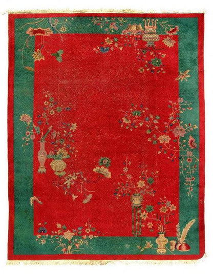 Canvello Chinese Antique Art Deco Rug - 9' X 12'-0