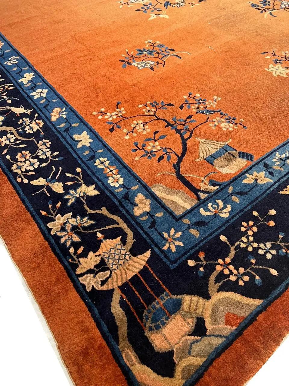 Canvello Chinese Antique Early 20th Century Art Deco Rug - 9'3'' X 11'6''-3